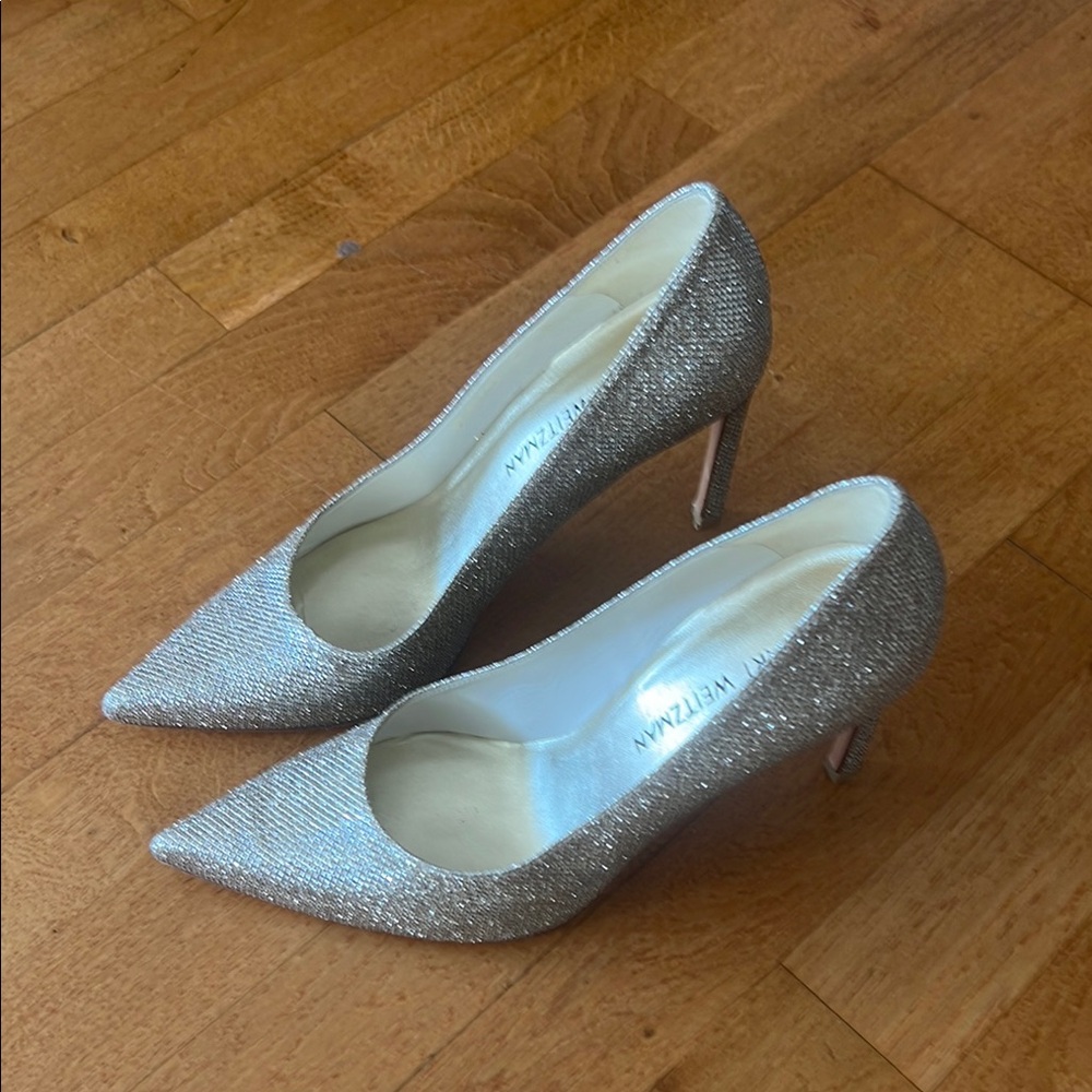 Stuart Weitzman Gold Heels Sparkling Elegance